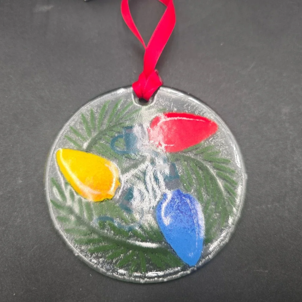 Peggy Carr Fused Glass Christmas Ornament Suncatcher Holiday Lights USA Made Box